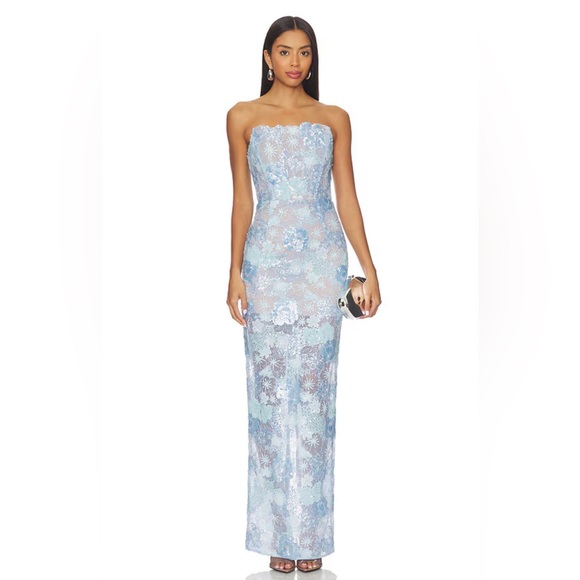 Bronx and Banco Dresses & Skirts - NWOT BRONX AND BANCO Farah Ocean Blue Sequin Multi Strapless Maxi Dress